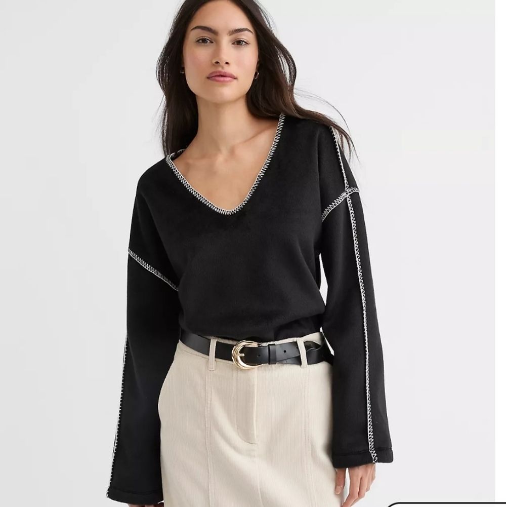 LOFT Whipstitch Fleece Top Size M